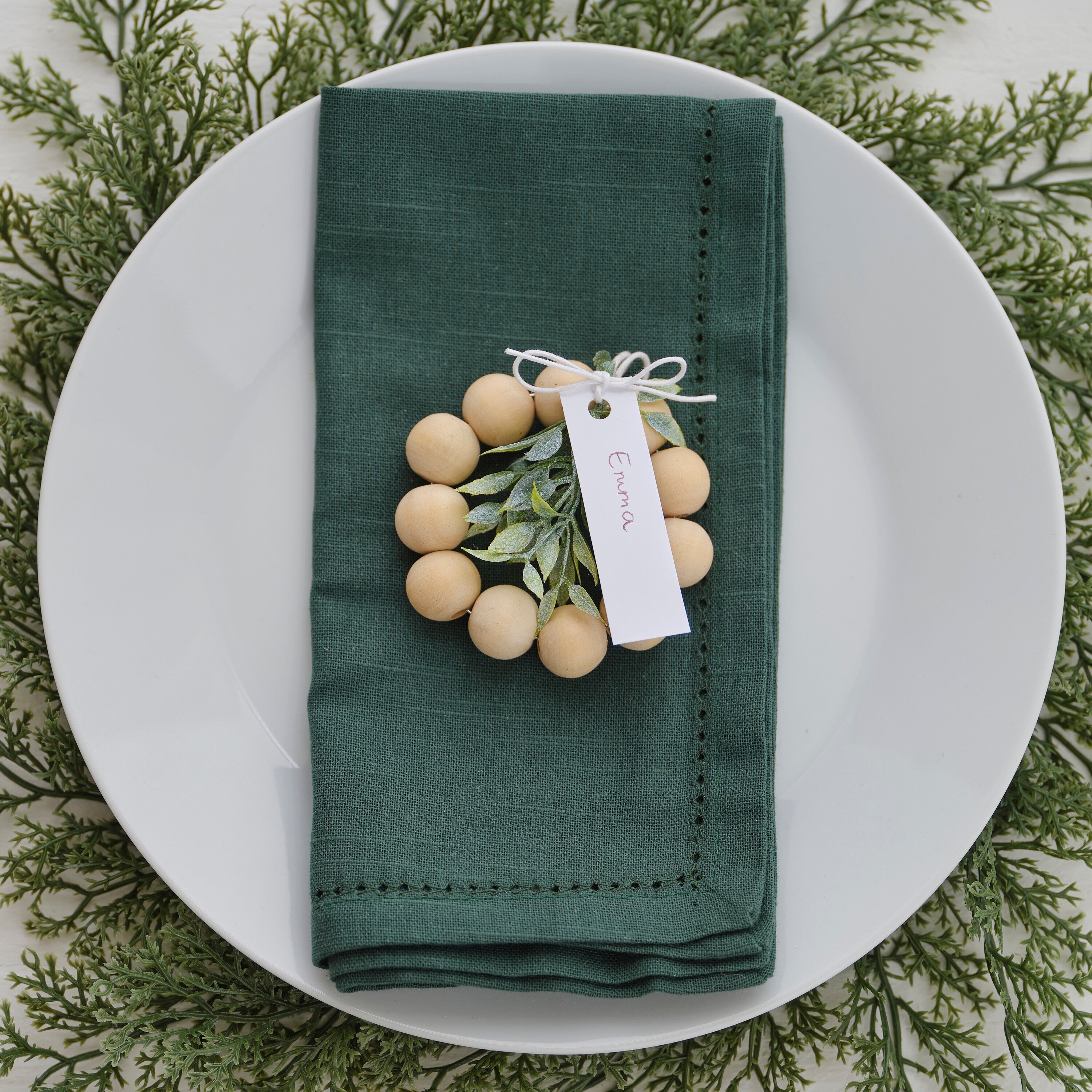 Wooden Place Card Holder with Foliage