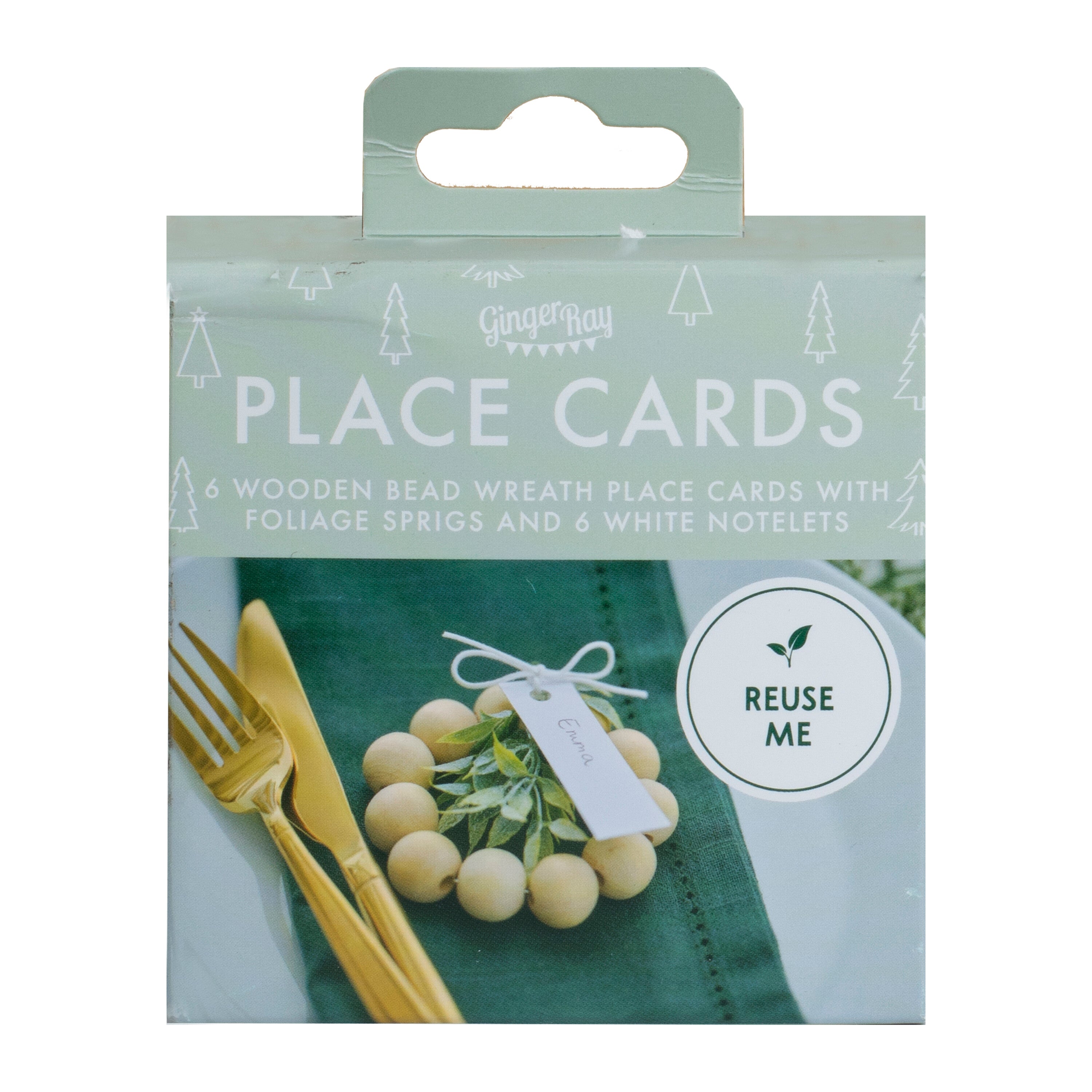 Wooden Place Card Holder with Foliage- 5 Inner Pack