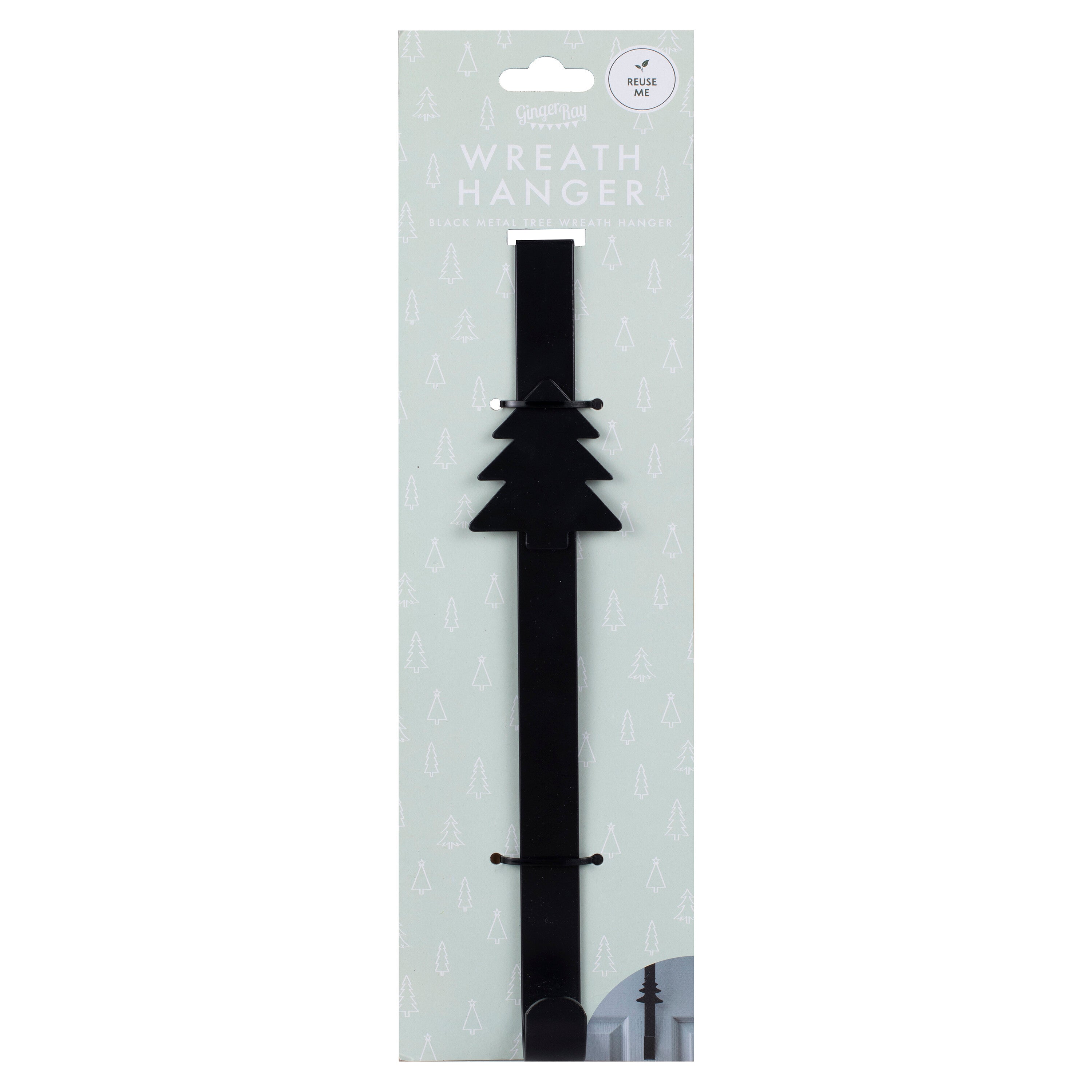 Black Metal Christmas Wreath Door Hanger- 5 Inner Pack