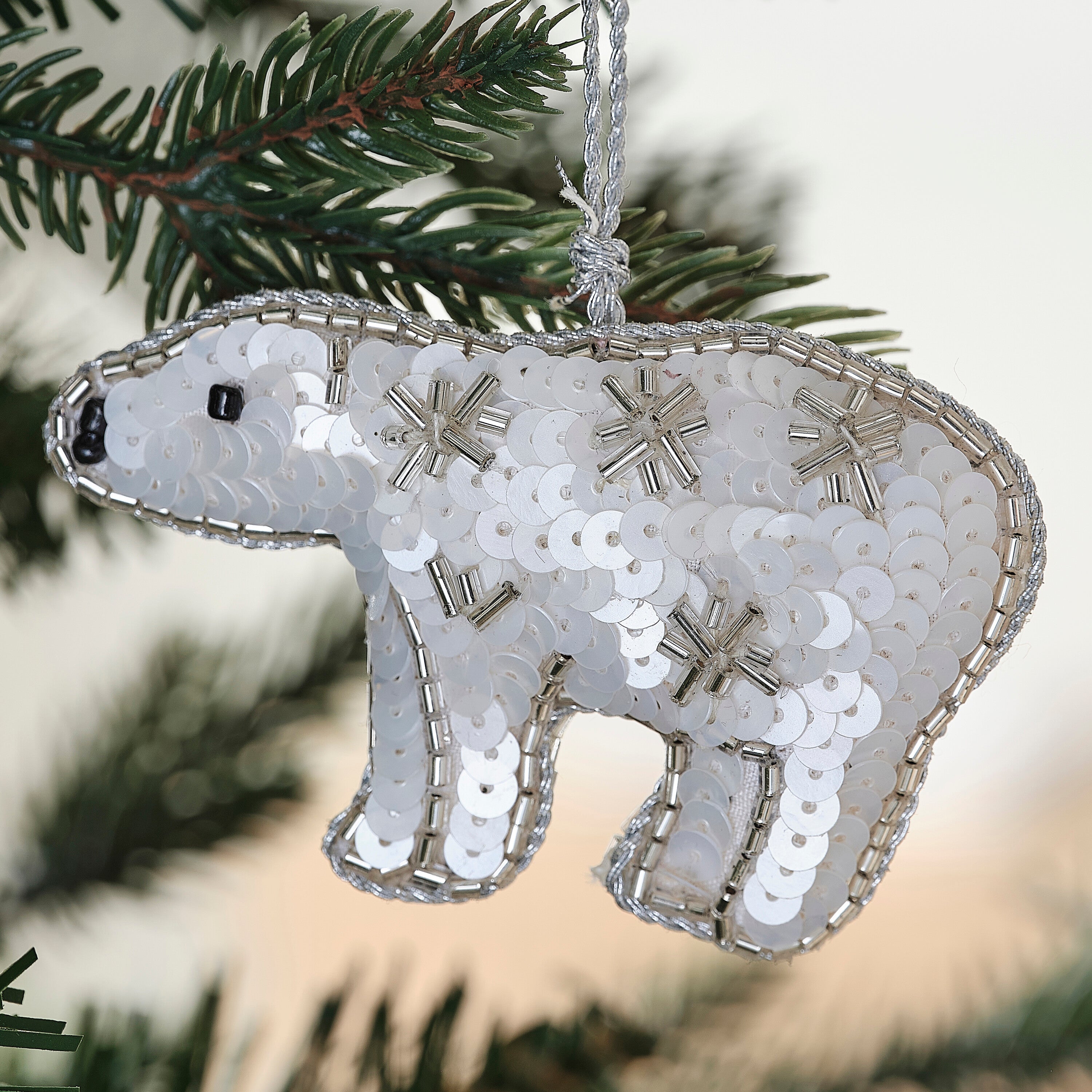 Embellished Polar Bear Christmas Tree Decoration- 5 Inner Pack