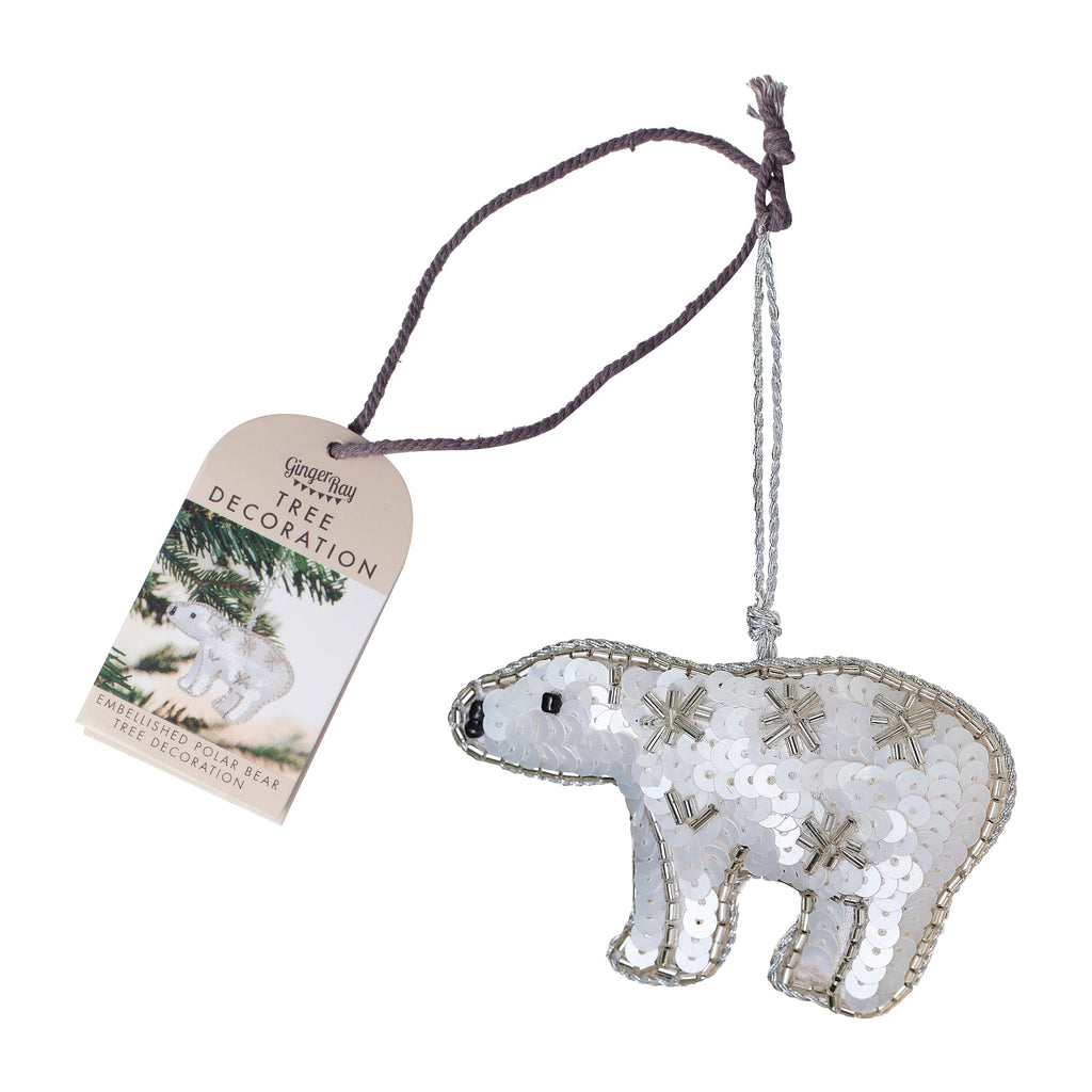 Embellished Polar Bear Christmas Tree Decoration