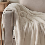 Cream Faux Fur Throw Blanket