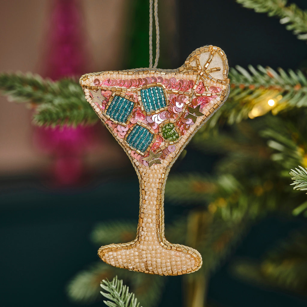 Embellished Pink Cocktail Christmas Tree Decoration