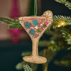 Embellished Pink Cocktail Christmas Tree Decoration- 5 Inner Pack