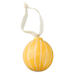 Yellow and White Striped Hand Painted Christmas Bauble- 5 Inner Pack
