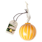 Yellow and White Striped Hand Painted Christmas Bauble- 5 Inner Pack