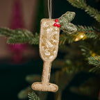 Embellished Gold Sparkling Wine Christmas Tree Decoration- 5 Inner Pack