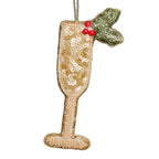 Embellished Gold Sparkling Wine Christmas Tree Decoration- 5 Inner Pack