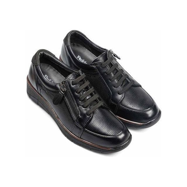 Padders 3446 Ivy Lace Up Trainer - Black Leather - Beales department store