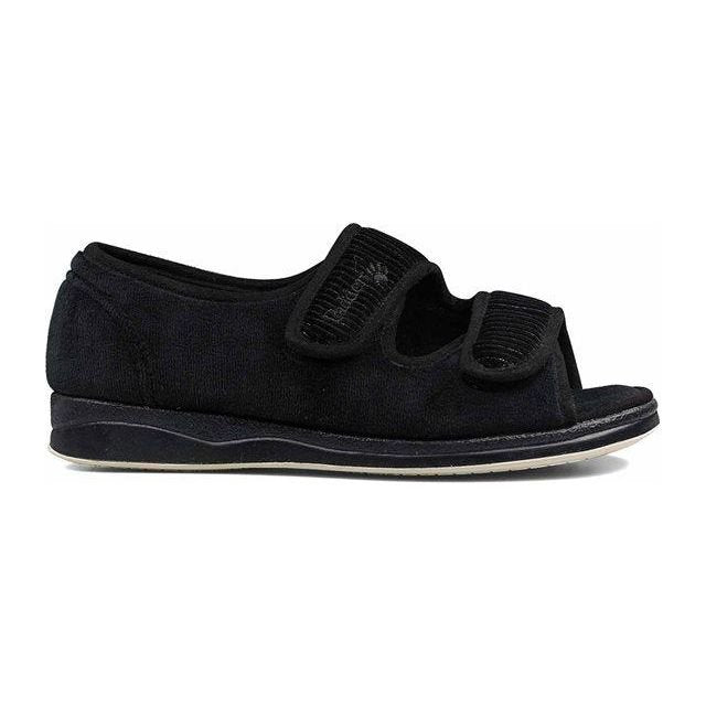 Padders 3462 Lydia X Slippers - Black Sparkle Cord - Beales department store