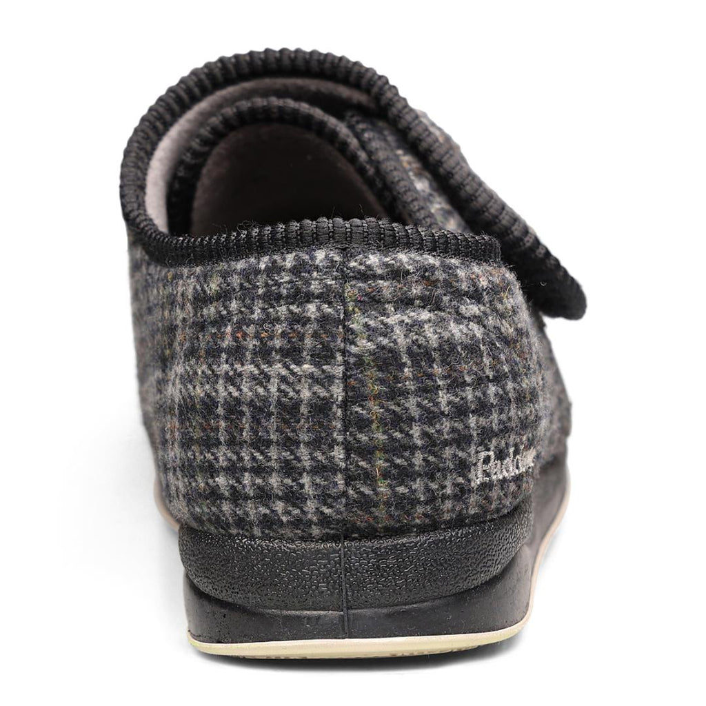 Padders 411S*02 Charles Slippers - Black Mixed Check - Beales department store