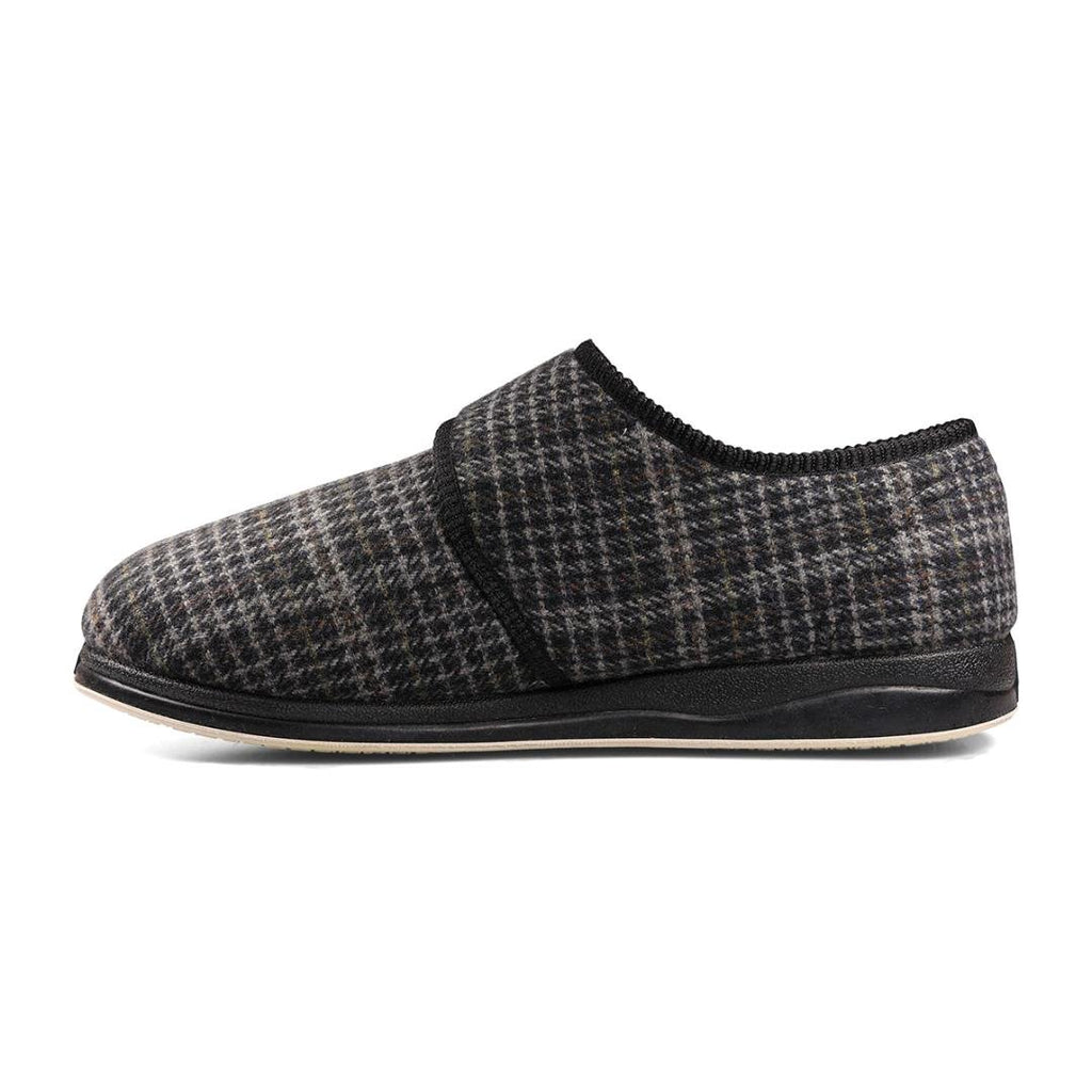 Padders 411S*02 Charles Slippers - Black Mixed Check - Beales department store