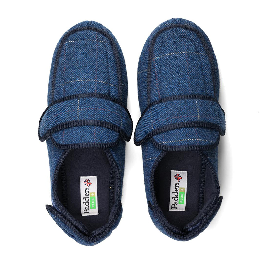 Padders 429 Wrap Slippers - Navy Combi - Beales department store