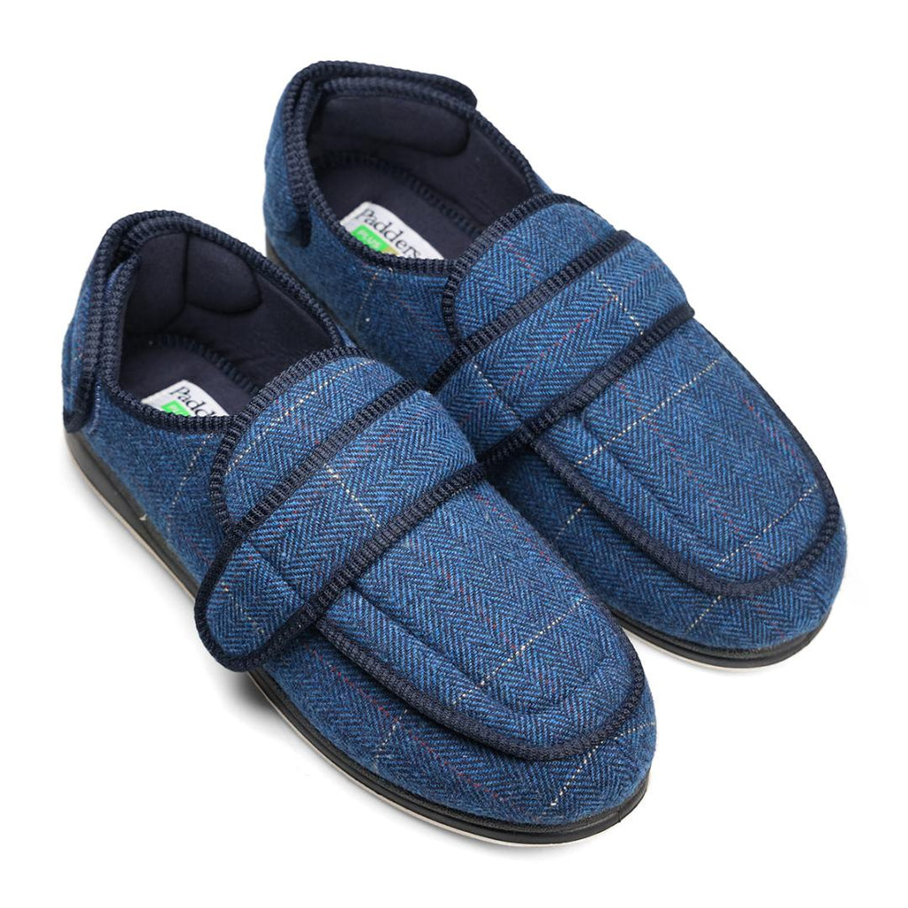 Padders 429 Wrap Slippers - Navy Combi - Beales department store