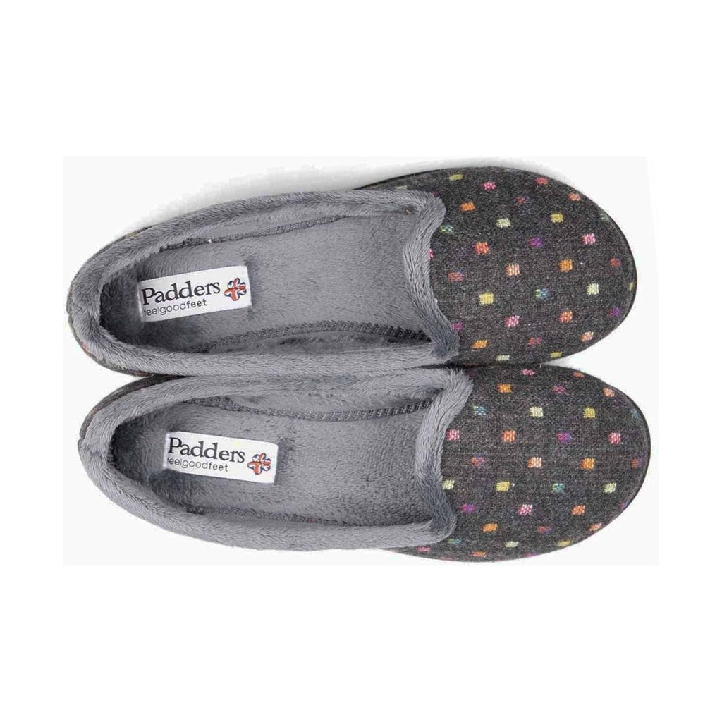 Padders Albertine Women's Slippers Charcoal Woven Spot - Beales department store