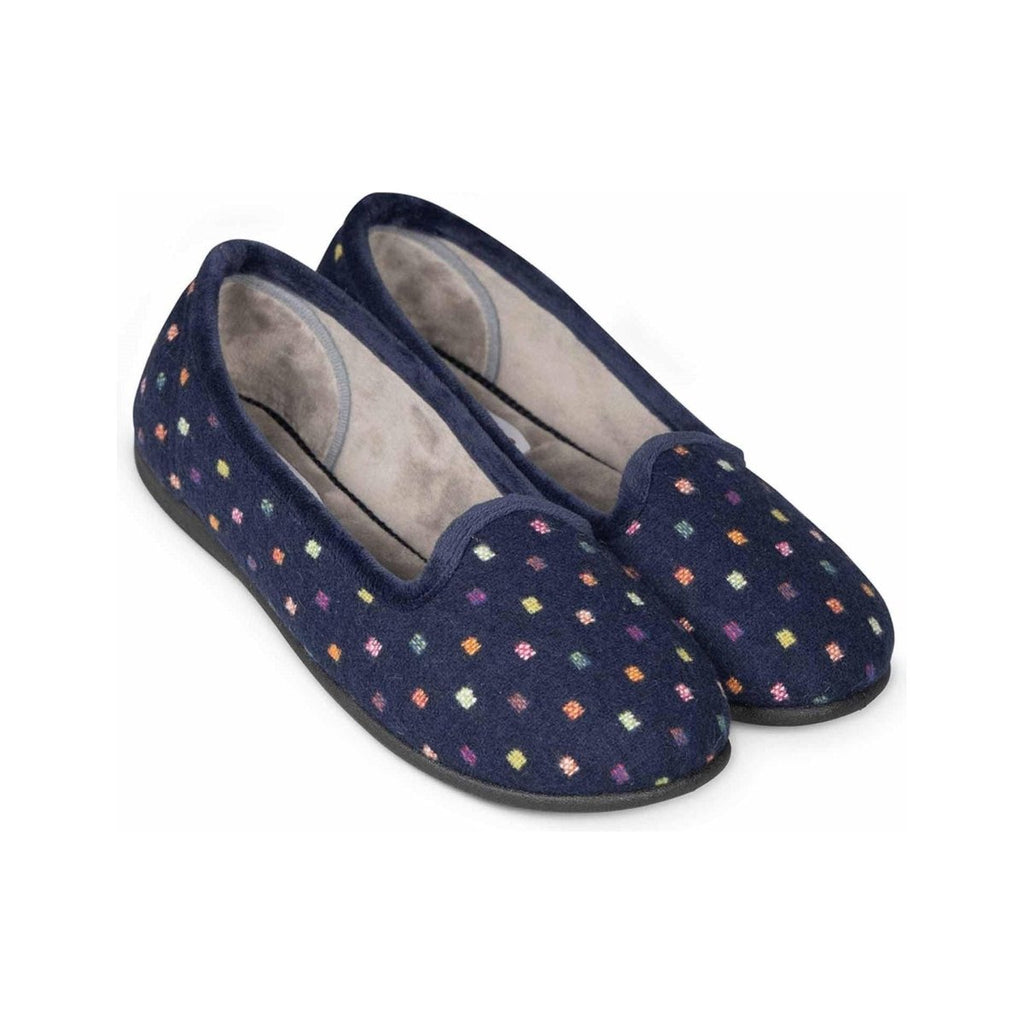 Padders Albertine Women's Slippers - Navy Woven Spot - Beales department store
