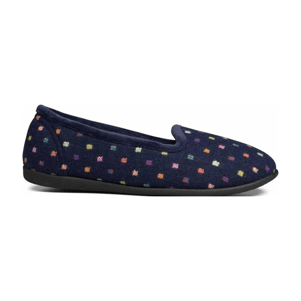 Padders Albertine Women's Slippers - Navy Woven Spot - Beales department store