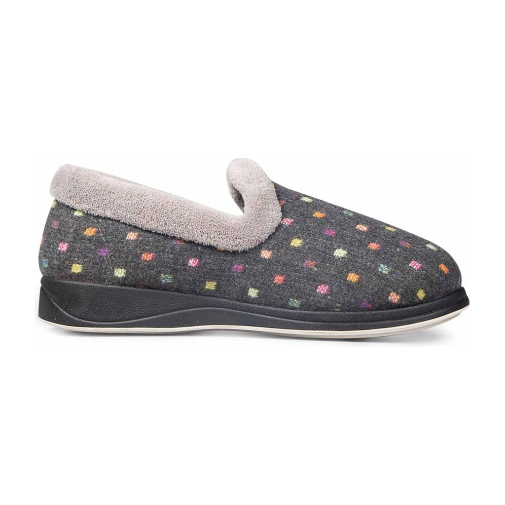 Padders Repose Womens Slippers - Charcoal Woven Spot - Beales department store