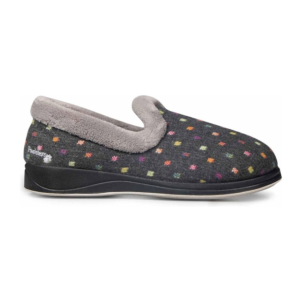 Padders Repose Womens Slippers - Charcoal Woven Spot - Beales department store