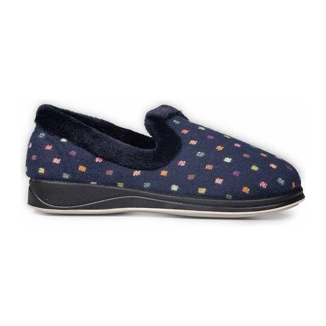 Padders Repose Women's Slippers - Navy Woven Spot - Beales department store