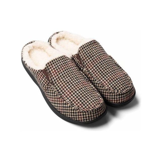 Padders Tom Mens Slippers - Brown Hounds Tooth - Beales department store