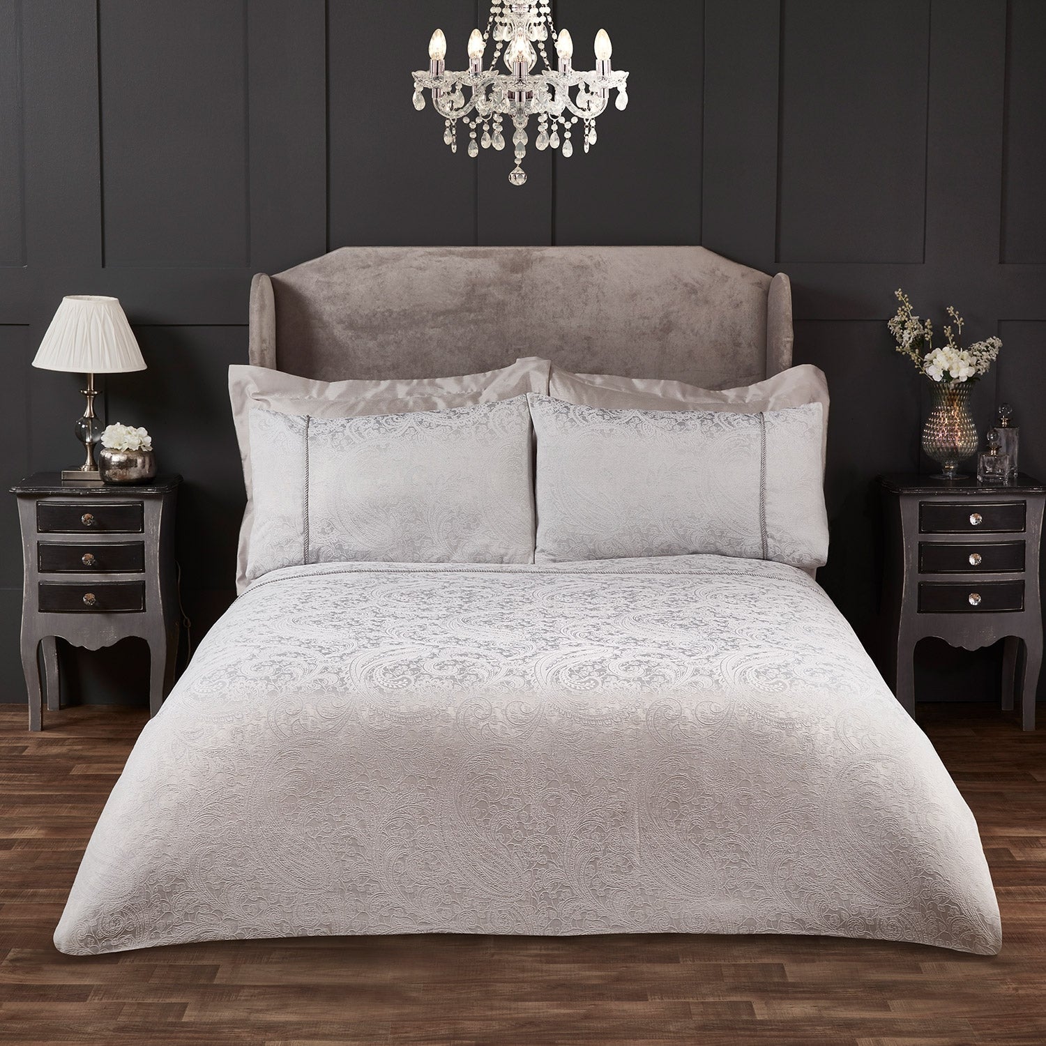 Paisley Silver Luxury Cotton Rich Jacquard Duvet Cover