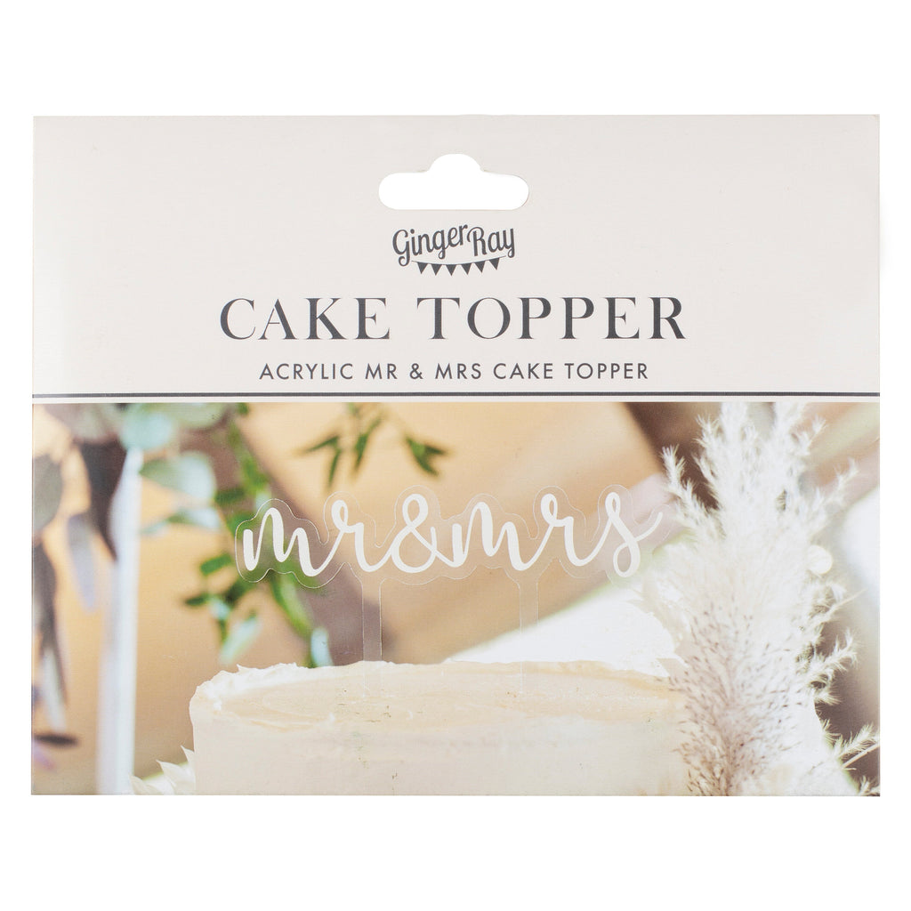 Mr & Mrs Acrylic Wedding Cake Topper- 5 Inner Pack