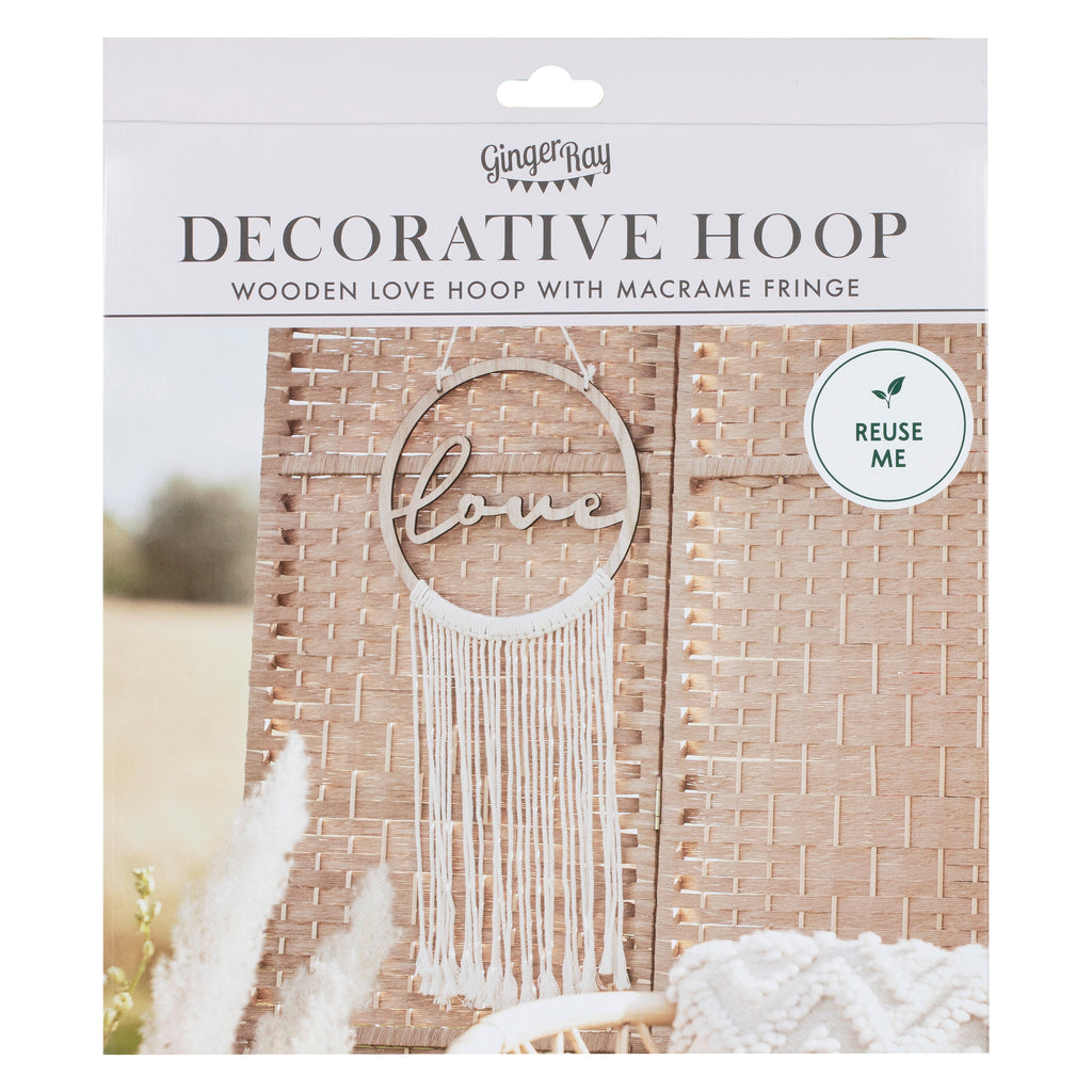 Wooden Love Macrame Wall Hanging Hoop