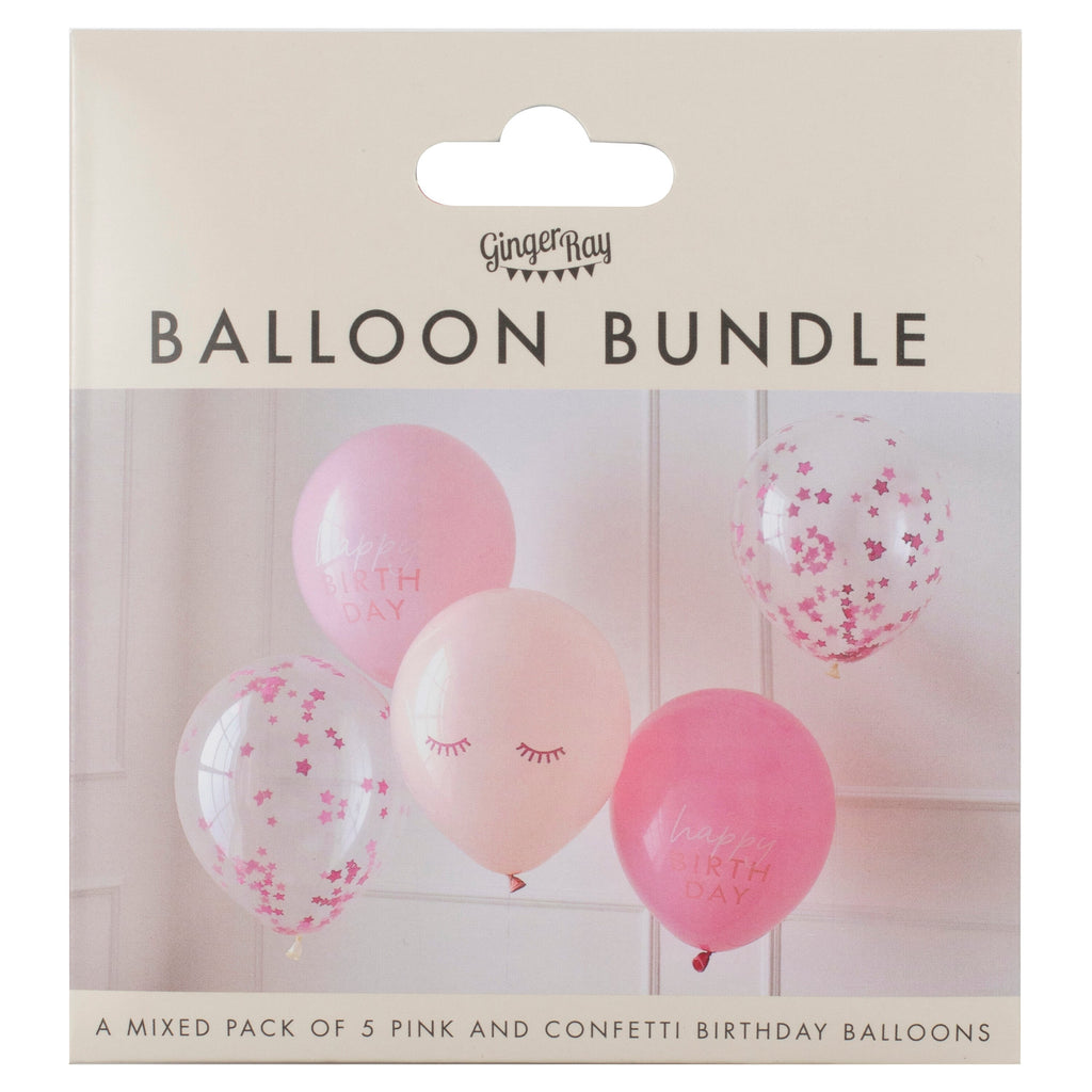 Pink Confetti Happy Birthday Balloons