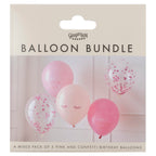 Pink Confetti Happy Birthday Balloons- 5 Inner Pack