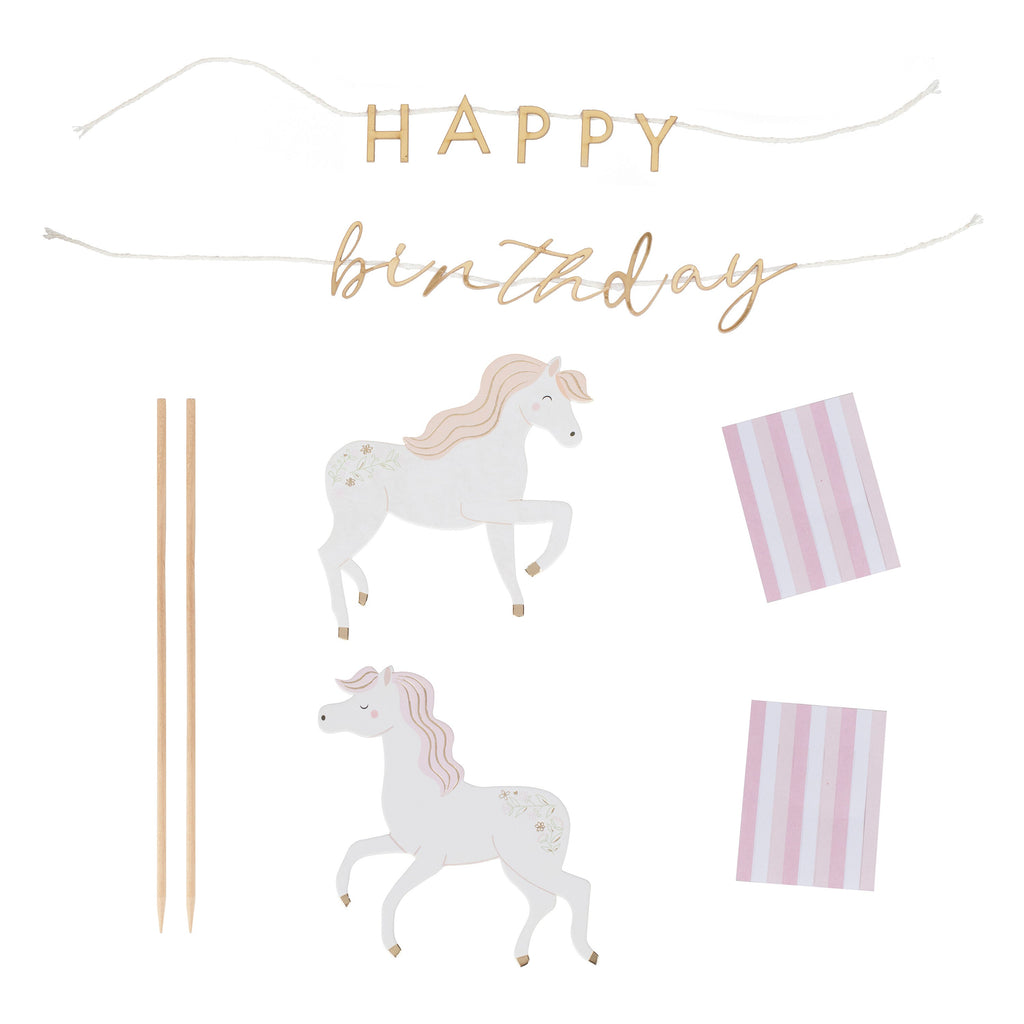 Princess Horse Happy Birthday Cake Topper