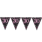 Pink Age 30 Holographic Plastic Bunting - 4m