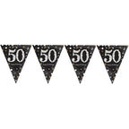 Pink Age 50 Holographic Plastic Bunting - 4m