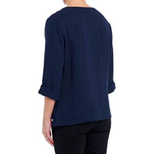 PENNY PLAIN Asymmetric Hem Navy Top - Beales department store