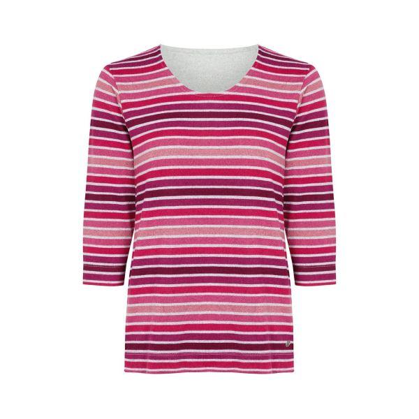 PENNY PLAIN Berry And Grey Striped Top - Beales department store