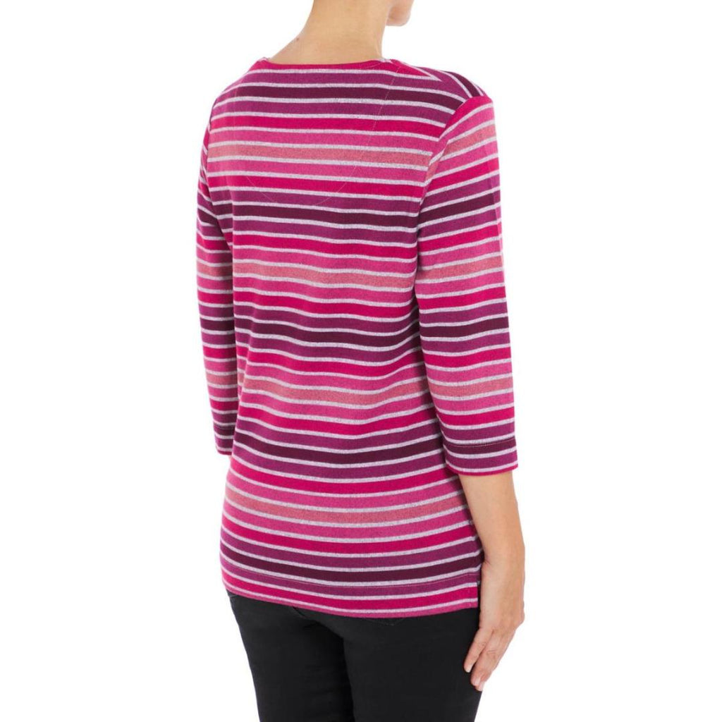 PENNY PLAIN Berry And Grey Striped Top - Beales department store