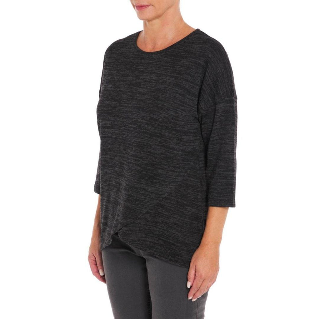 PENNY PLAIN Charcoal Cross Over Hem Tunic - Beales department store