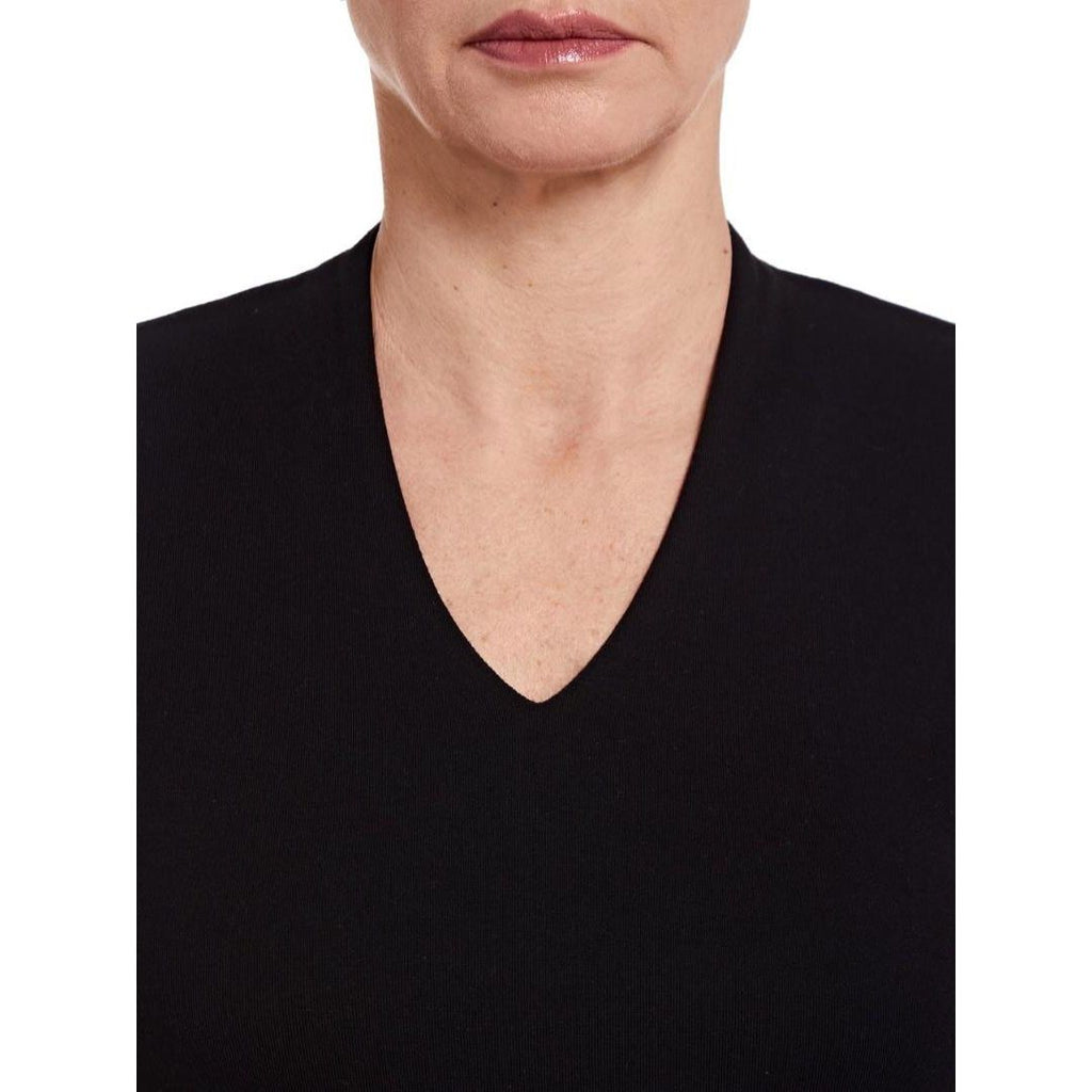 PENNY PLAIN High Back Black V - Neck Top - Beales department store