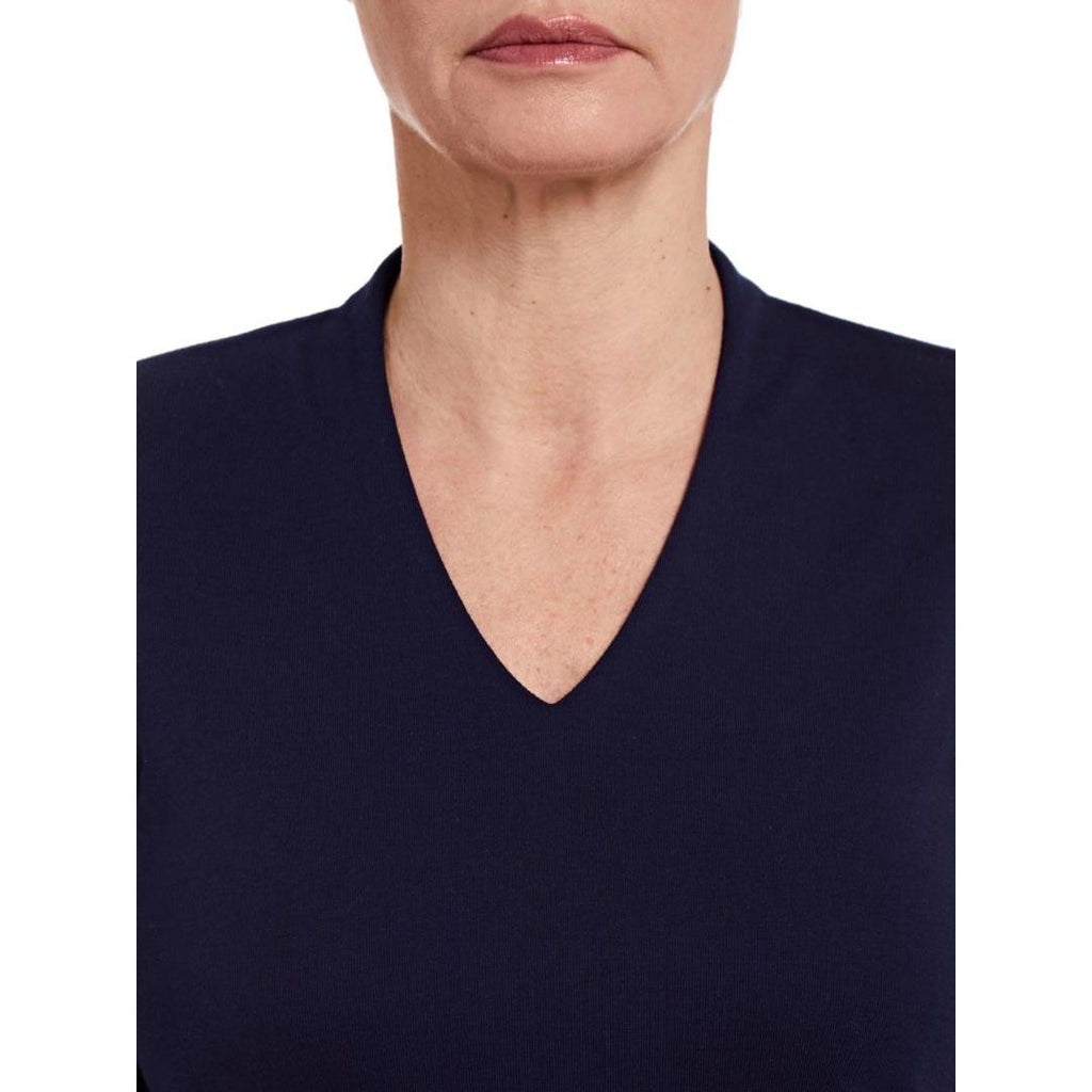 PENNY PLAIN High Back Navy V - Neck Top - Beales department store