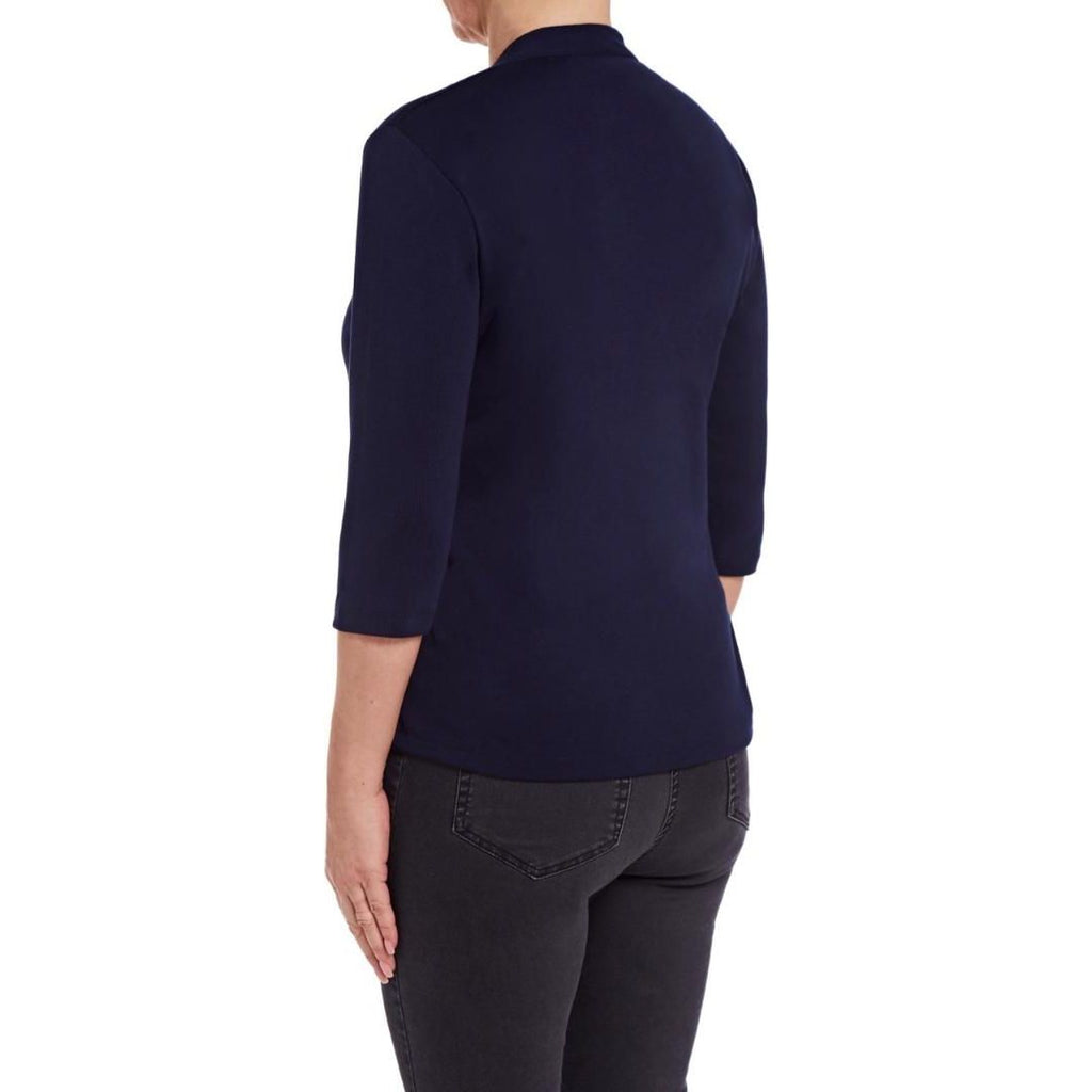 PENNY PLAIN High Back Navy V - Neck Top - Beales department store