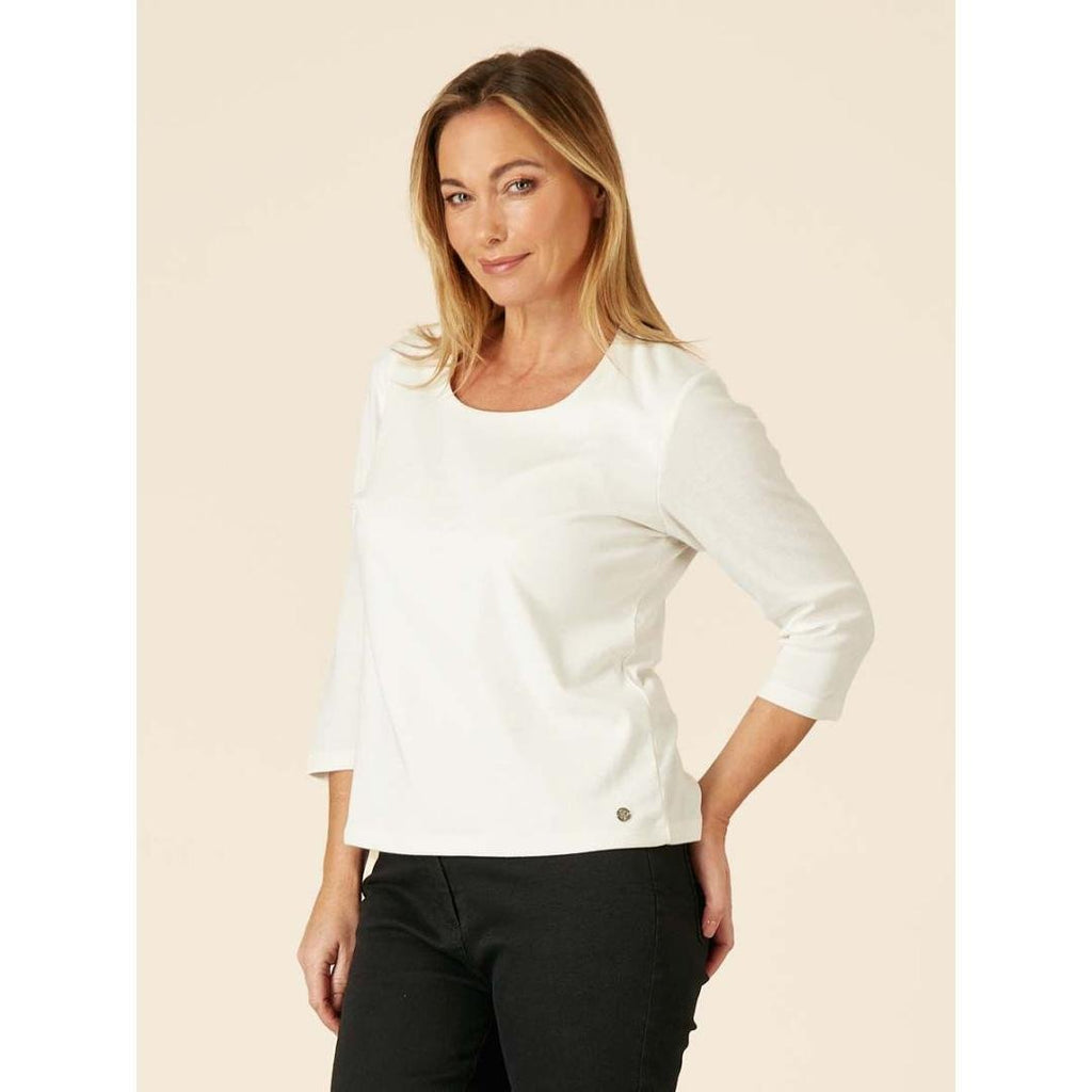 PENNY PLAIN Ivory High Back Scoop - Neck Top - Beales department store