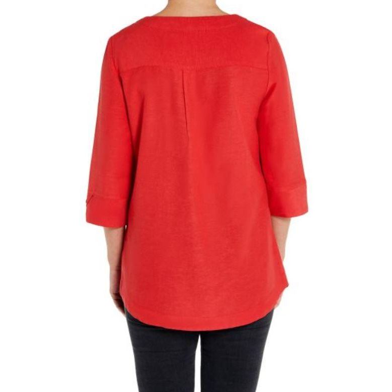 PENNY PLAIN Pocket Asymmetric Hem Top - Hibiscus - Beales department store