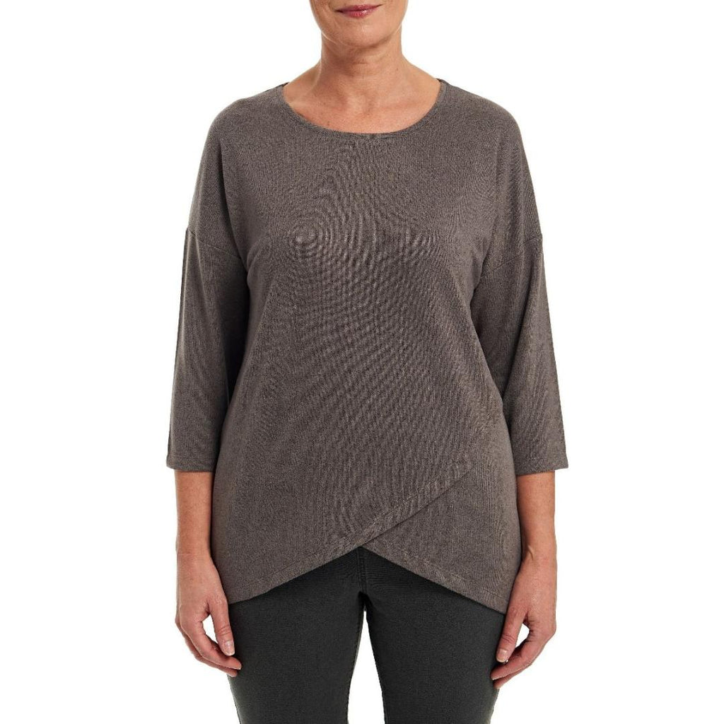 PENNY PLAIN Taupe Cross Over Hem Tunic - Beales department store