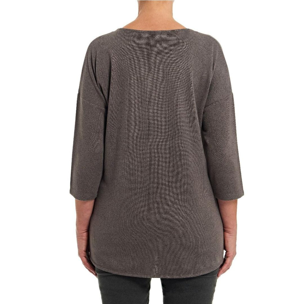 PENNY PLAIN Taupe Cross Over Hem Tunic - Beales department store