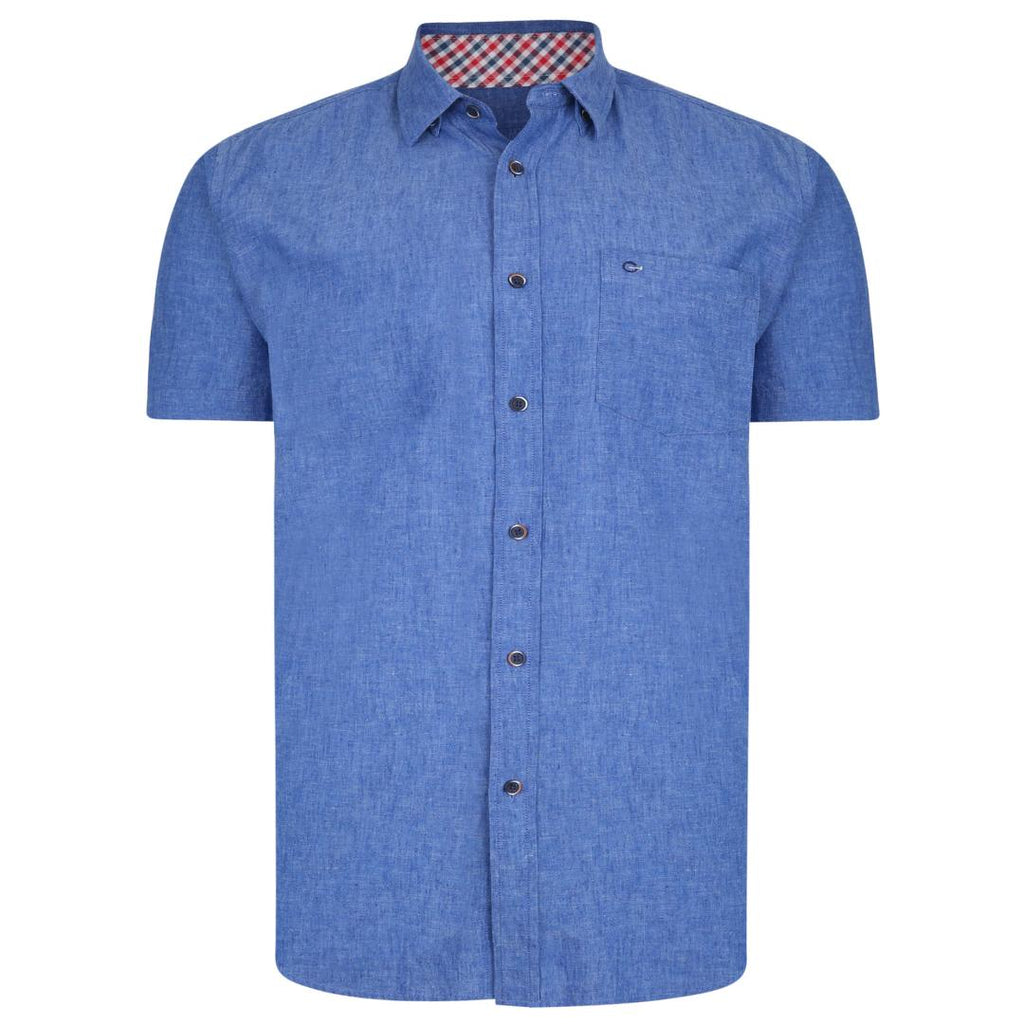 Peter Gribby Cotton/Linen Plain Shirt - Cobalt - Beales department store
