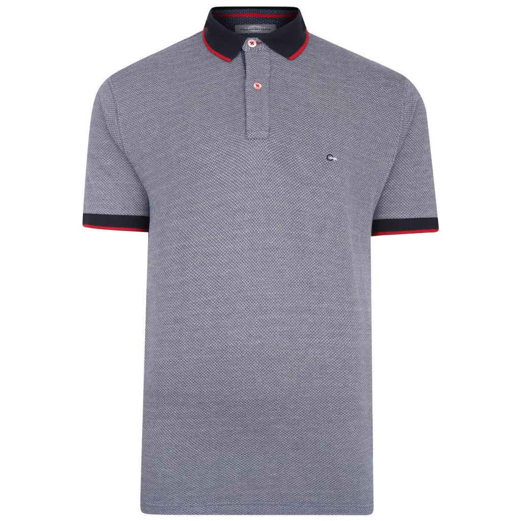 Peter Gribby Diamond Jacquard Polo Shirt - Navy - Beales department store