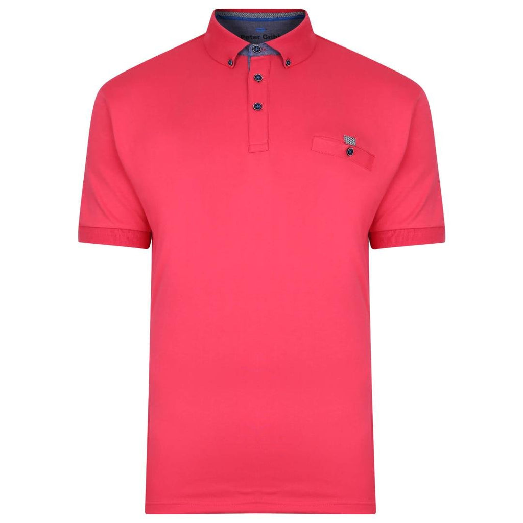 Peter Gribby Plain Interlock Polo Shirt - Rouge - Beales department store