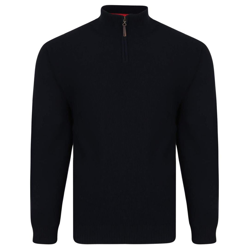 Peter Gribby Rice Stitch 1/4 Zip Sweater - Navy - Beales department store
