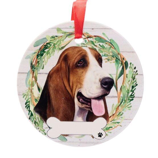 Pets Ceramic Christmas Hanging Decoration Basset Hound - Beales department store