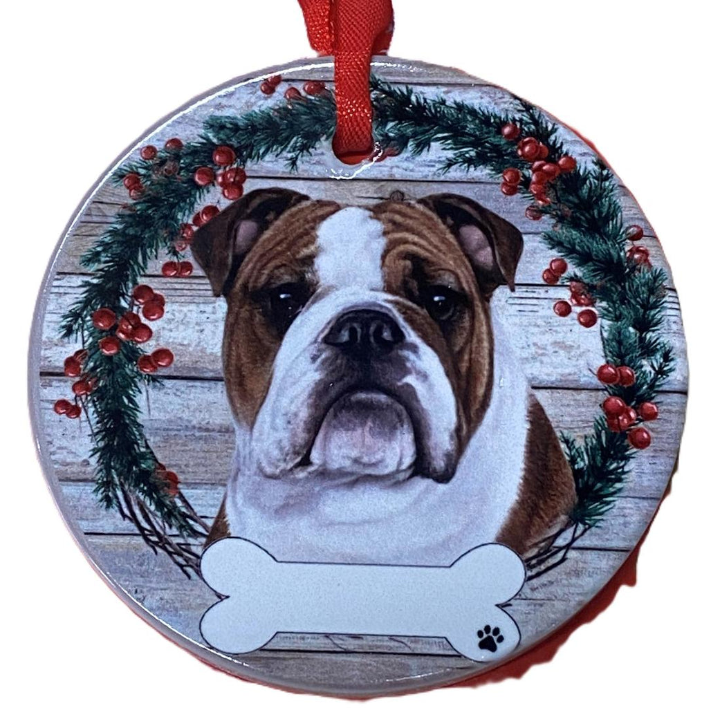 Pets Ceramic Christmas Hanging Decoration Bulldog - Beales department store